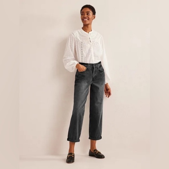 Boden High Rise Boyfriend Jeans in Washed Black NWT Sz 27 - Picture 1 of 13